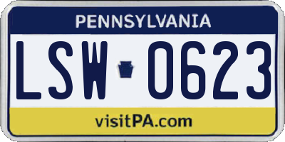 PA license plate LSW0623