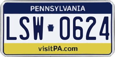 PA license plate LSW0624