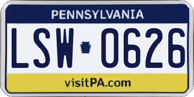 PA license plate LSW0626