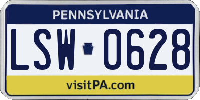 PA license plate LSW0628