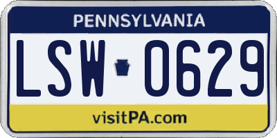 PA license plate LSW0629