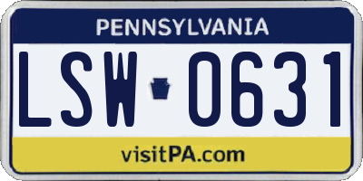 PA license plate LSW0631