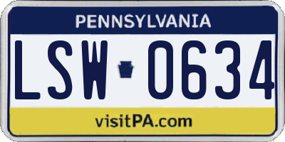 PA license plate LSW0634