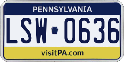 PA license plate LSW0636