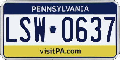 PA license plate LSW0637