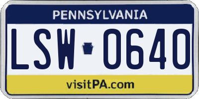 PA license plate LSW0640