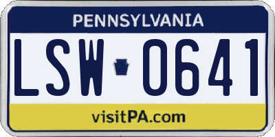 PA license plate LSW0641