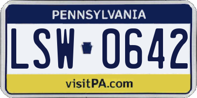PA license plate LSW0642