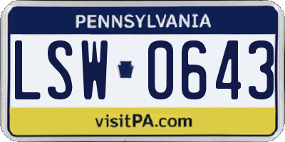 PA license plate LSW0643