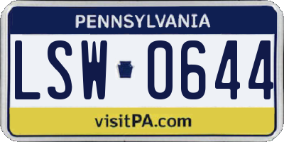 PA license plate LSW0644