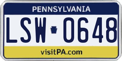 PA license plate LSW0648