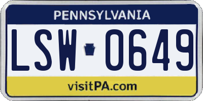 PA license plate LSW0649