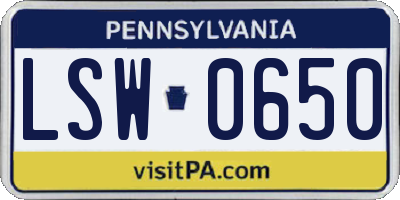PA license plate LSW0650