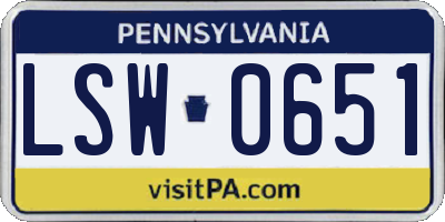 PA license plate LSW0651