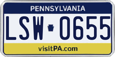 PA license plate LSW0655
