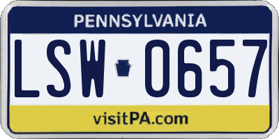 PA license plate LSW0657