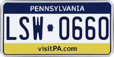 PA license plate LSW0660