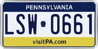 PA license plate LSW0661