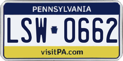 PA license plate LSW0662