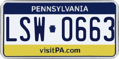 PA license plate LSW0663