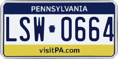 PA license plate LSW0664
