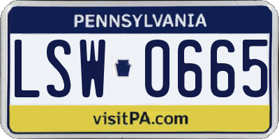 PA license plate LSW0665