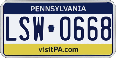 PA license plate LSW0668