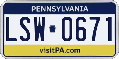 PA license plate LSW0671