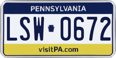 PA license plate LSW0672