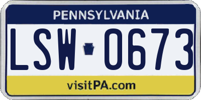 PA license plate LSW0673