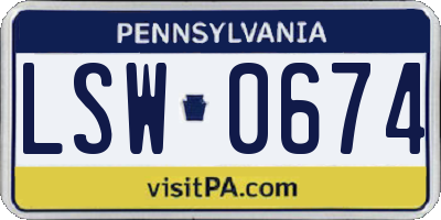 PA license plate LSW0674