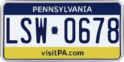 PA license plate LSW0678