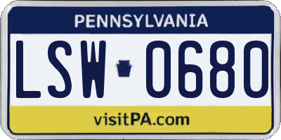 PA license plate LSW0680