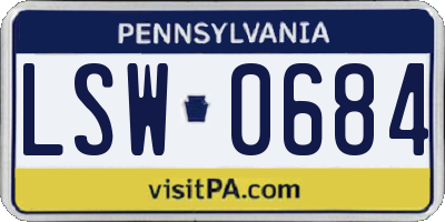 PA license plate LSW0684