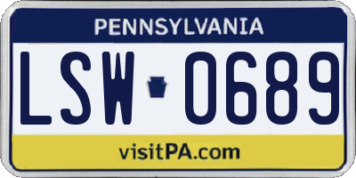 PA license plate LSW0689