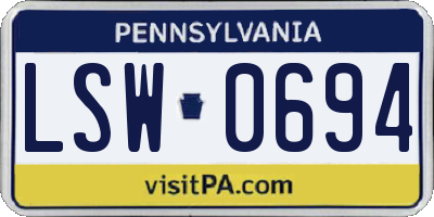 PA license plate LSW0694