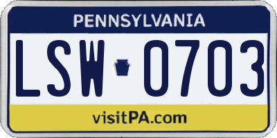 PA license plate LSW0703