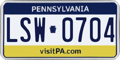 PA license plate LSW0704