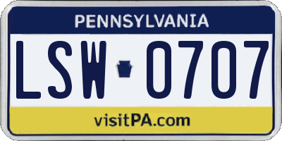 PA license plate LSW0707