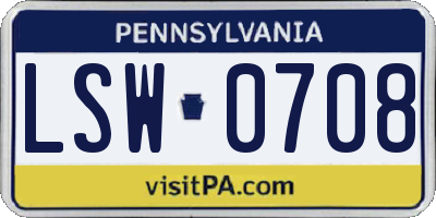 PA license plate LSW0708