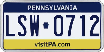 PA license plate LSW0712