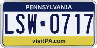 PA license plate LSW0717