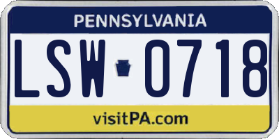 PA license plate LSW0718