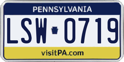 PA license plate LSW0719