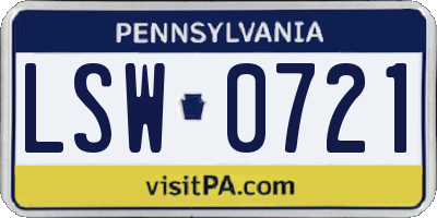 PA license plate LSW0721