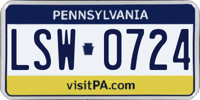 PA license plate LSW0724