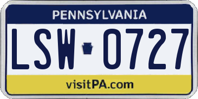 PA license plate LSW0727