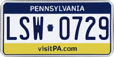 PA license plate LSW0729