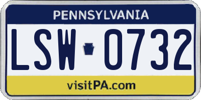 PA license plate LSW0732