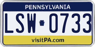 PA license plate LSW0733